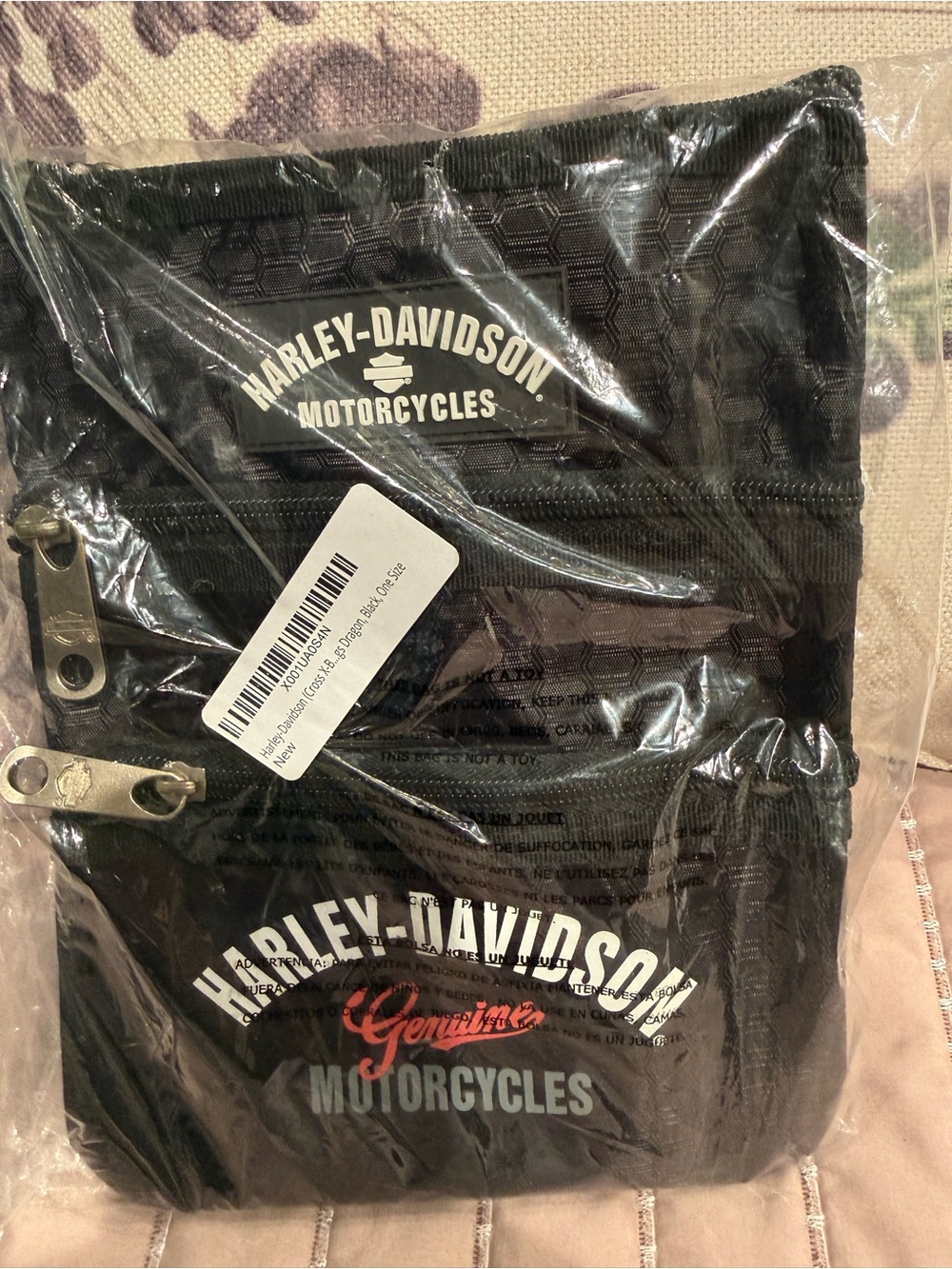 NWT Harley-Davidson Black Logo Accessory Pouch with Subtle Red Accent